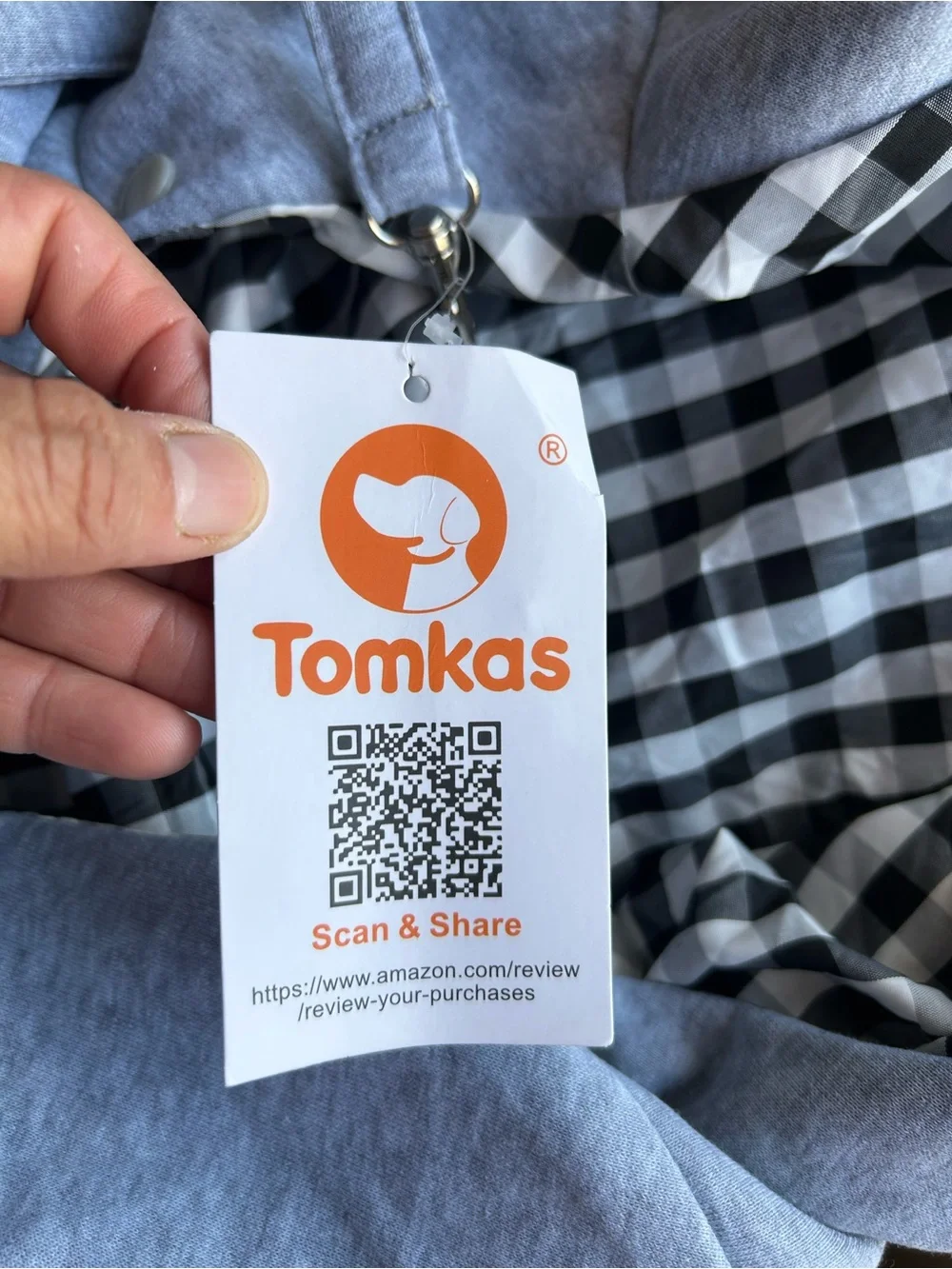Tomkas Gray Pet Sling Carrier with Logo - Hands-Free Dog Sling